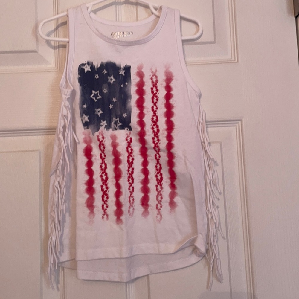 Girls American flag tank with fringe
